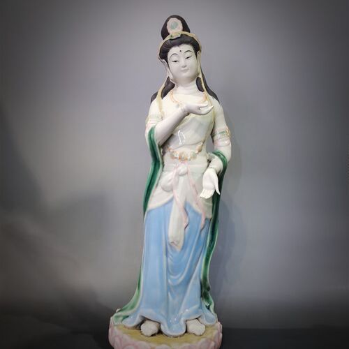 石湾陶瓷精品公仔观音娘娘佛像新中式客厅玄关盆景搭配装饰