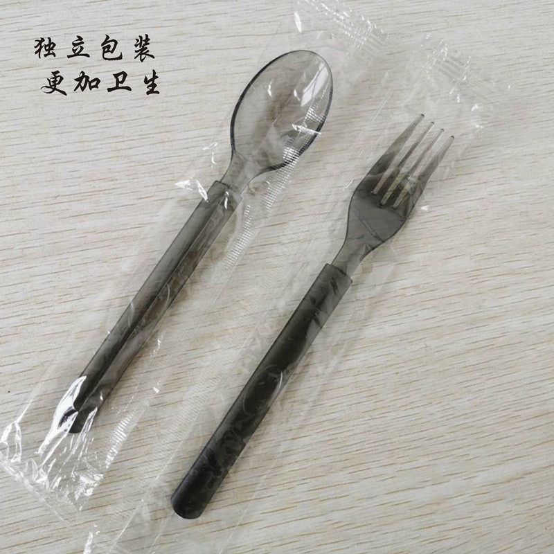 挖西瓜勺子一次性加厚外卖打包勺单只包装透明西餐叉子长柄拌饭勺