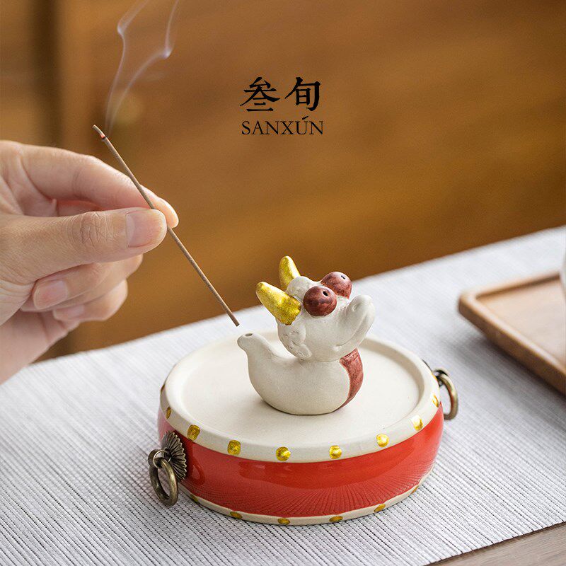 叁旬小萌龙香插可爱香薰炉小摆件家用室内檀香线香插软萌治愈茶宠
