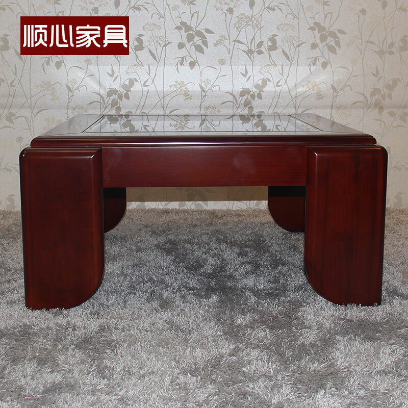 顺心家具中式水曲柳方茶几茶几桌沙发边几客厅琥珀红家用实木茶几