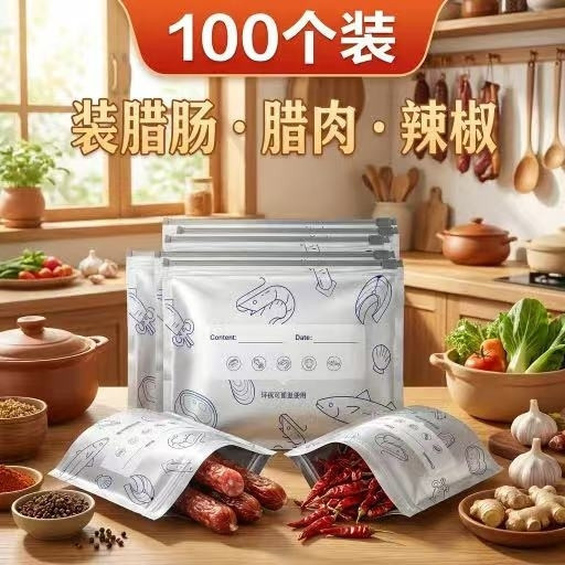 【到手100个】铝箔保鲜袋密封经济轻薄款家用厨房食物冷藏收纳袋Y