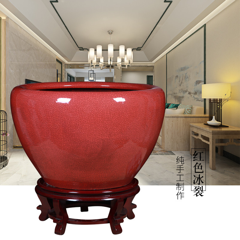 景德镇陶瓷器开片冰裂纹鱼缸客厅荷花缸睡莲盆庭院养鱼乌龟缸摆件