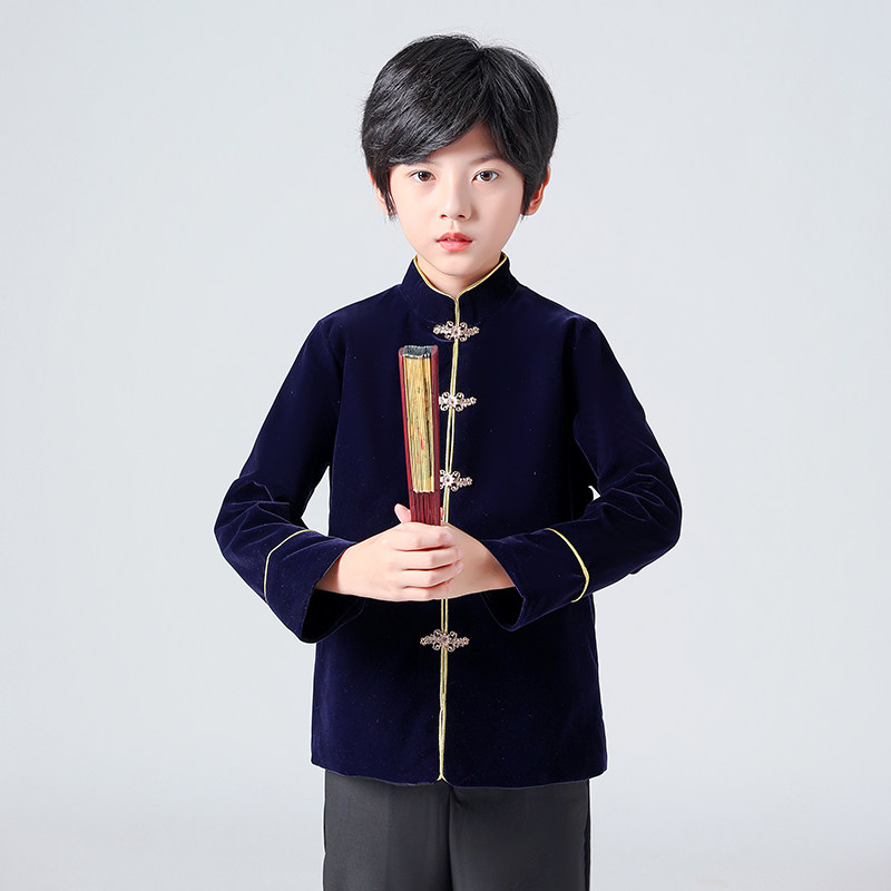 男童中山装儿童唐装秋款小男孩中秋中国风主持人礼服套装演出服新