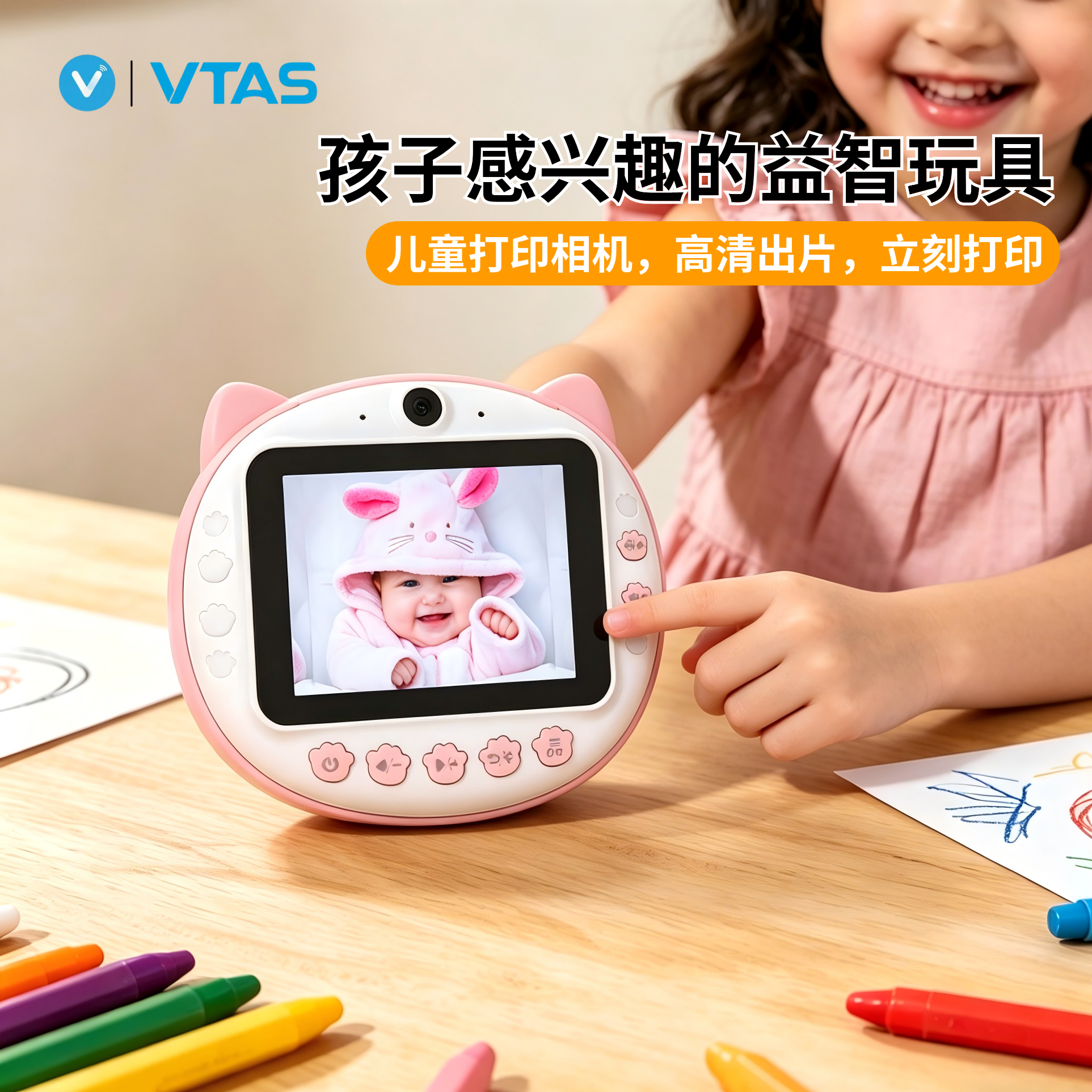 唯泰斯(VTAS)儿童打印相机拍立得玩具高清多功能益智男孩女孩礼物