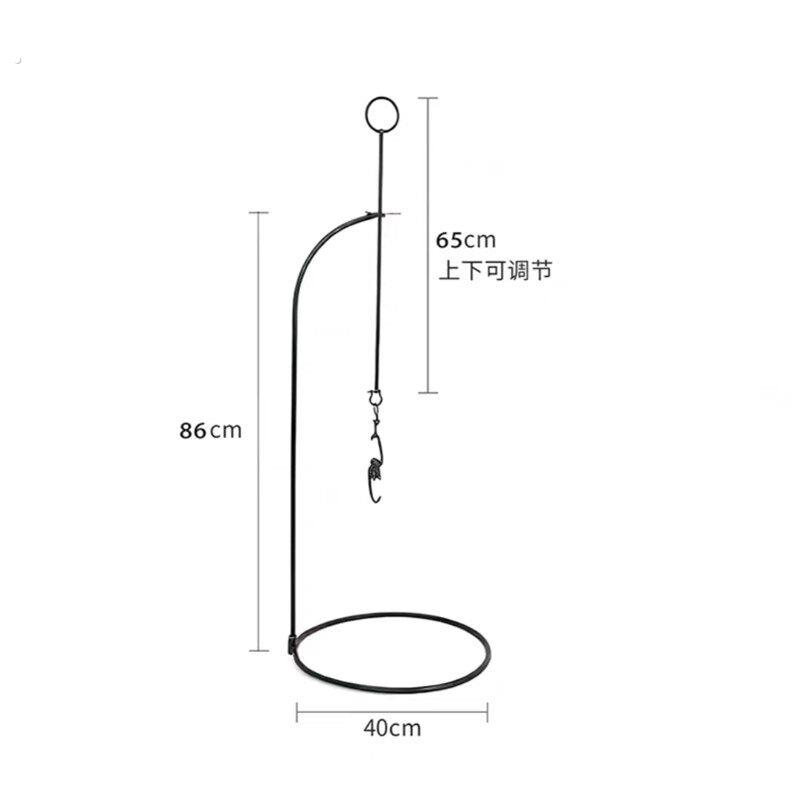 烧烤煮茶木炭盆可伸缩落地自在钩日式铁艺悬吊铁壶挂钩铸铁自锁钩
