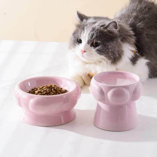 猫碗陶瓷高脚护颈猫咪饭碗宠物粮碗罐头碗猫喝水饮水碗狗狗碗食盆