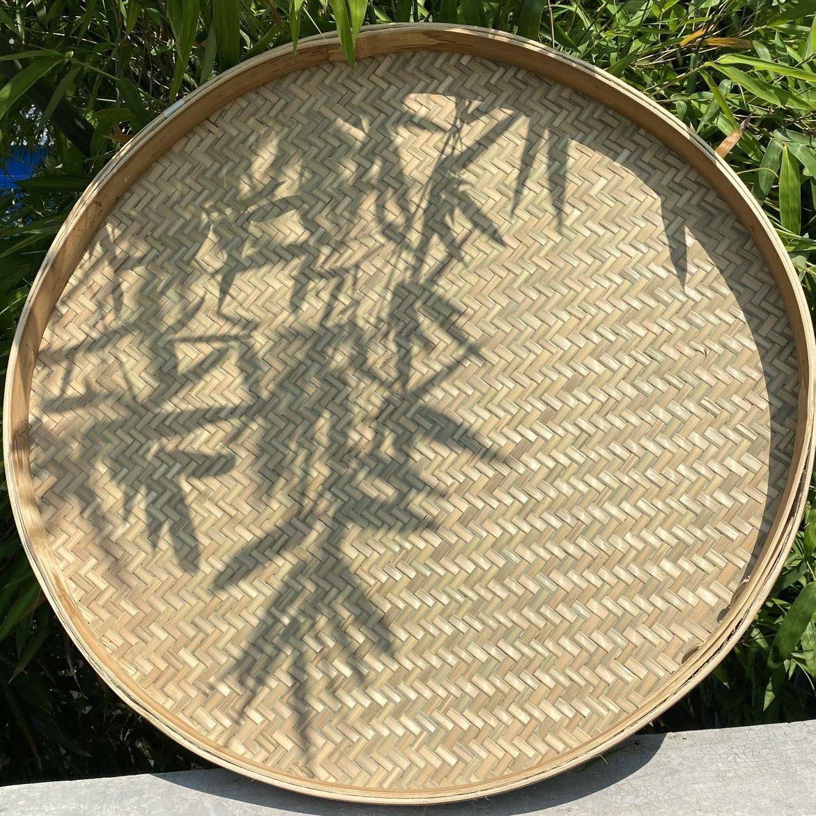竹编晒盘竹制品筛子家用家庭装圆簸箕装饰绘画舞蹈晾晒幼儿园手工