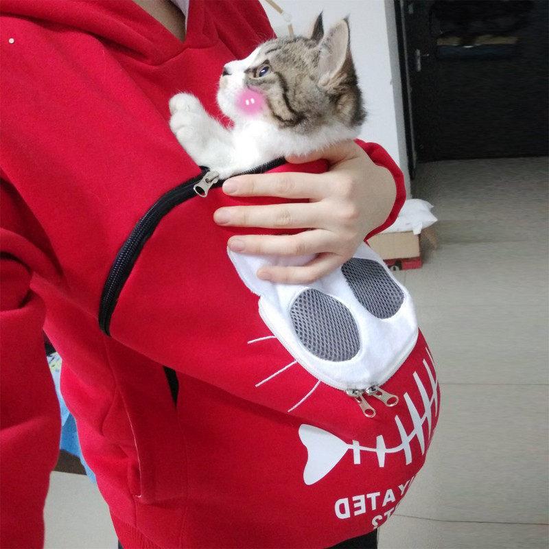 宠物出行卫衣装狗猫出门衣撸猫服可以抱猫咪狗狗穿的衣服溜猫神器