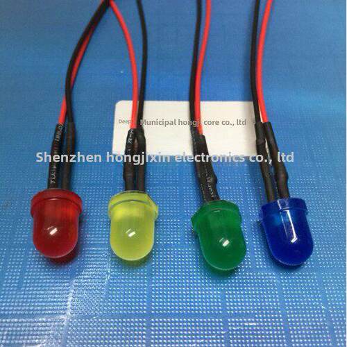 5V12V24V电源信号指示灯8Mmled发光二极管带线20cm F8头灯珠