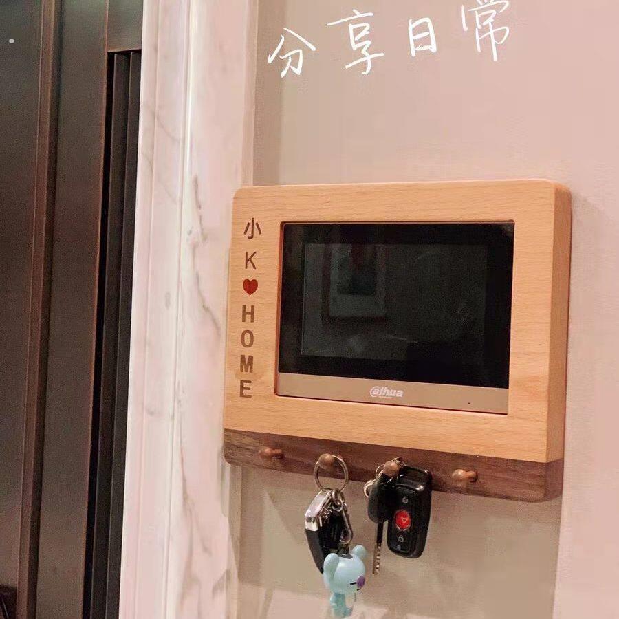 边框套实木遮丑装饰可视对讲装饰门铃入户对讲机入户门可视电话套