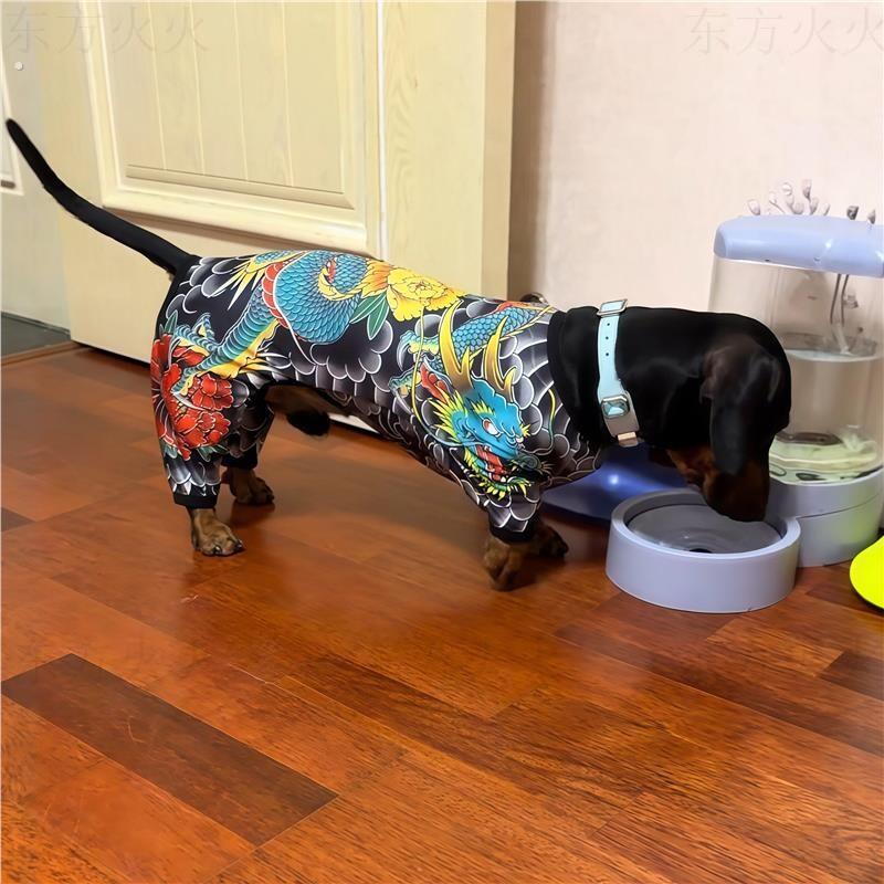 宠物纹身衣服狗狗夏天薄款凉凉四脚衣小中大型犬搞笑搞怪猫咪背心