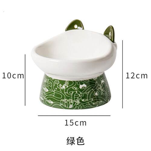 猫碗高脚陶瓷防打翻保护颈椎双粮碗狗碗宠物用品猫咪喝水碗猫食