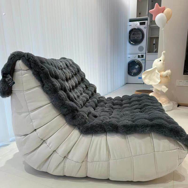 毛毛虫懒人沙发巾托斯卡纳毛毯泡泡绒午睡毯沙发盖毯轻奢高级感