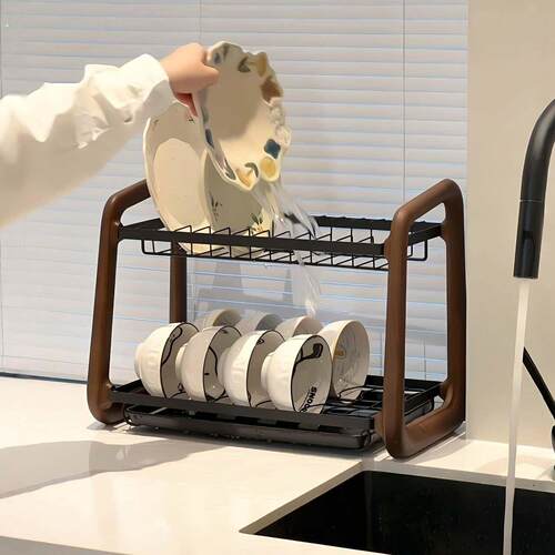 厨房碗碟架沥水架家用台面多功能放碗盘子置物架自带接水盘收纳架