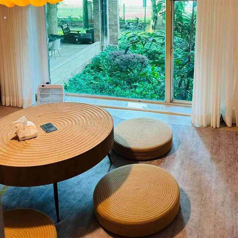日式手工藤编蒲团家用榻榻米茶桌坐垫飘窗原宿风坐垫店铺拍照打卡图片