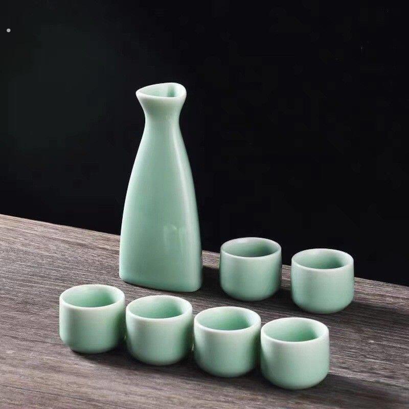 仿古陶瓷酒具套装简约分酒器白酒杯黄酒杯青酒具日式烫酒壶家用