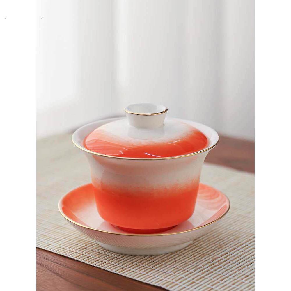 盖碗陶瓷茶碗茶具单个简约家用高档泡茶杯渐变色三才碗茶杯功夫茶