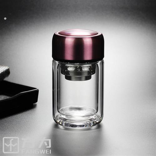 认准抖音创意便携迷你隔热双层玻璃杯小容量水杯子女士透明过滤网