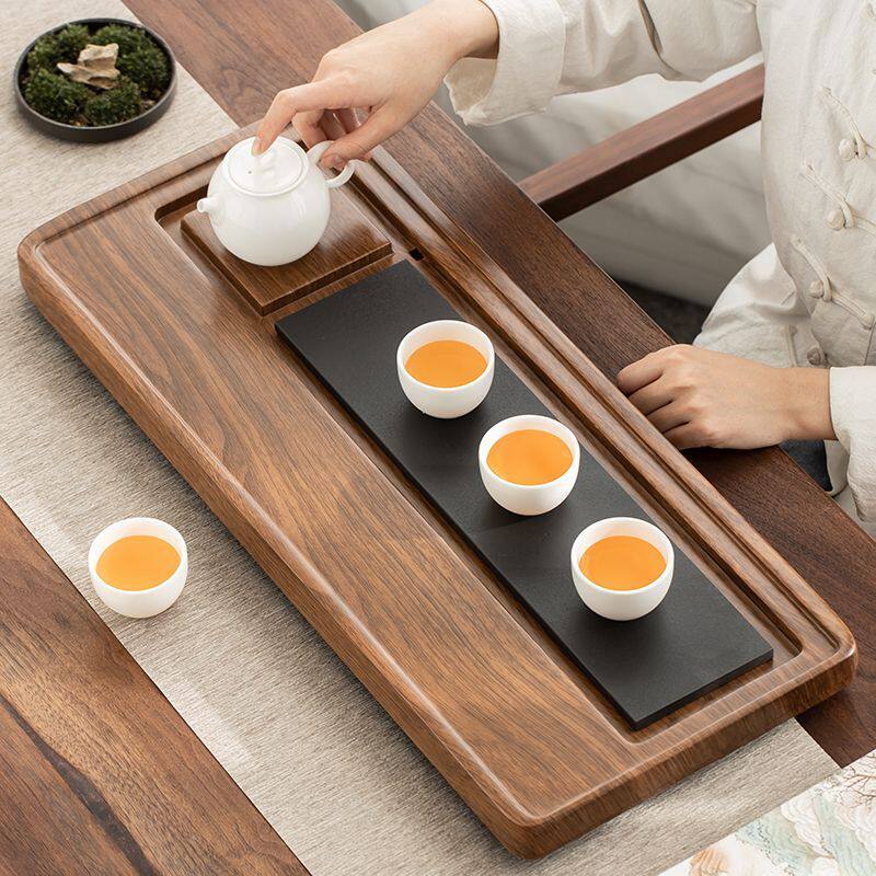 茶盘家用小型茶桌整块花梨木办公套装现代简约长方形茶台茶海直排