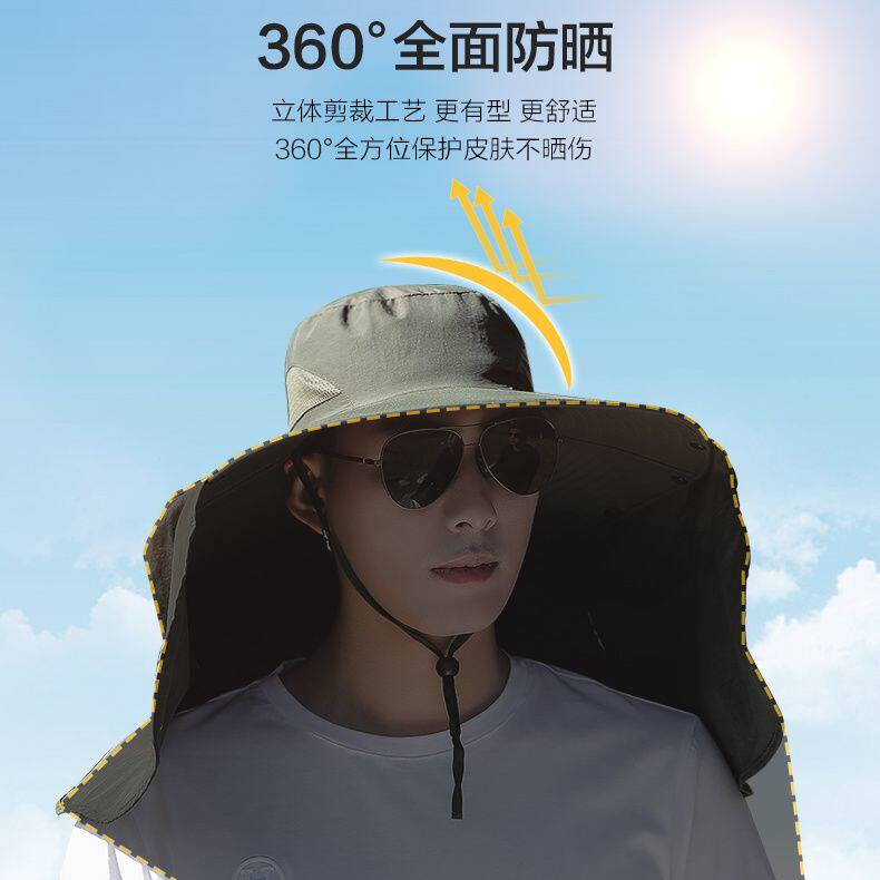 男士超宽防晒渔夫帽UP50+