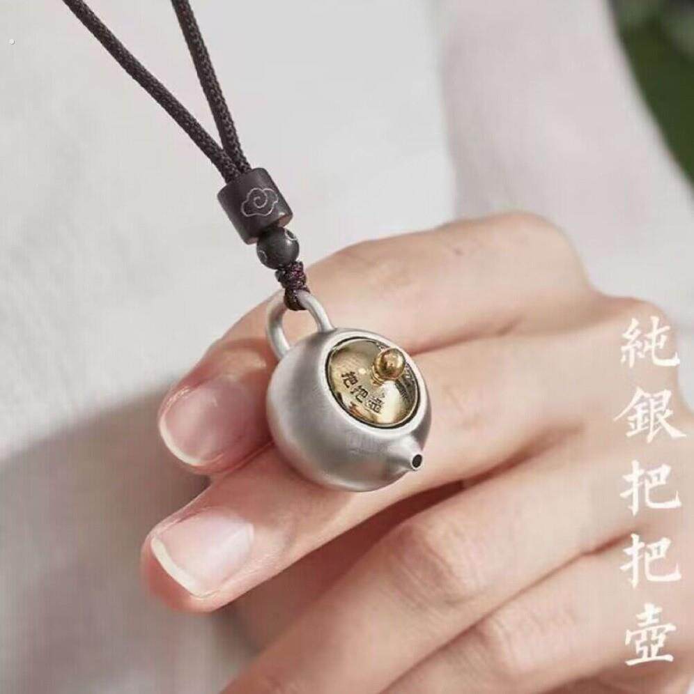 黄铜龙凤把把壶转转迷你小茶壶马上胡转转中式手把件打麻将工艺品