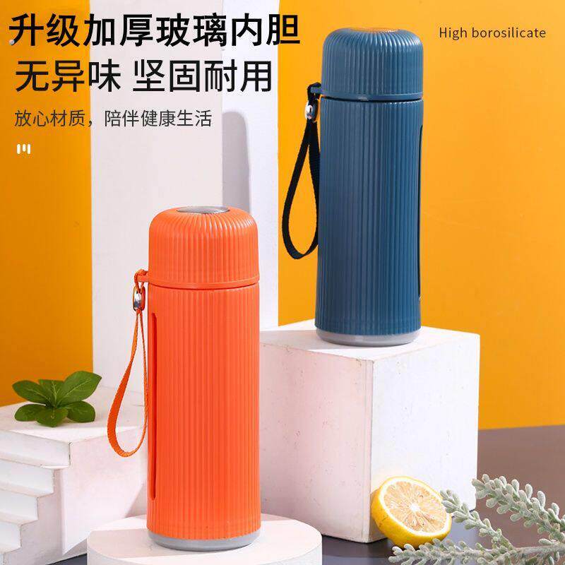 玻璃杯可携式高颜值水杯女带盖子耐高温双层隔热带过滤网大容量泡 - 实物图