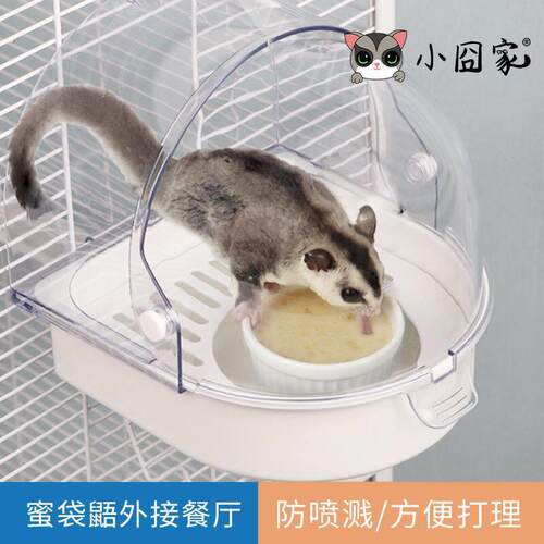 蜜袋鼯餐厅鹦鹉多功能鸟浴室鸟窝宠物专用悬挂式防溅食盒喂食器