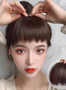 狗啃式假刘海女自然前额全真发圆脸留海假发片日系隐形无痕自然