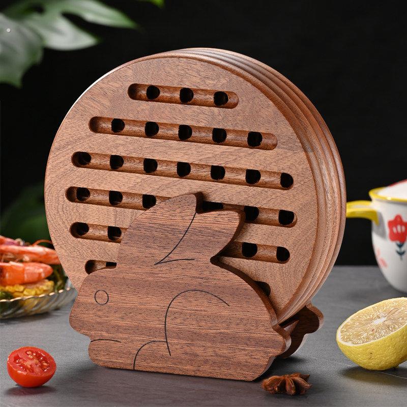 乌檀木锅垫隔热垫家用木质耐高温餐桌菜盘垫碗碟防烫隔热垫子实木