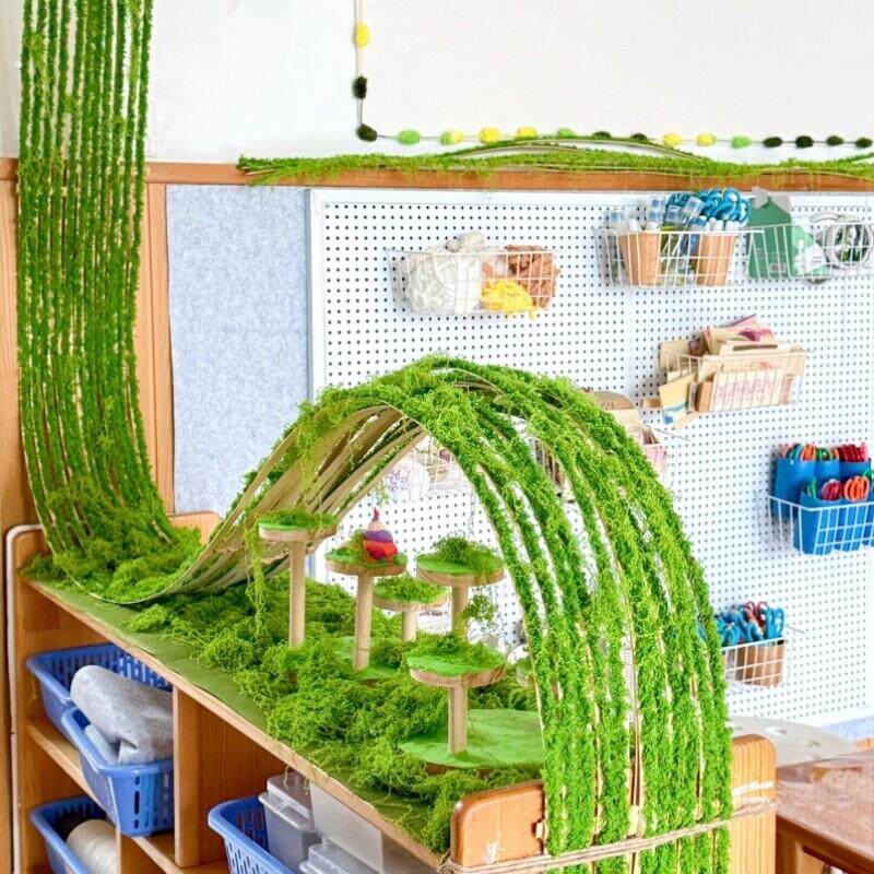 幼儿园美工区区域环创隔断吊饰墙面教室布置自然角装饰植物区材料
