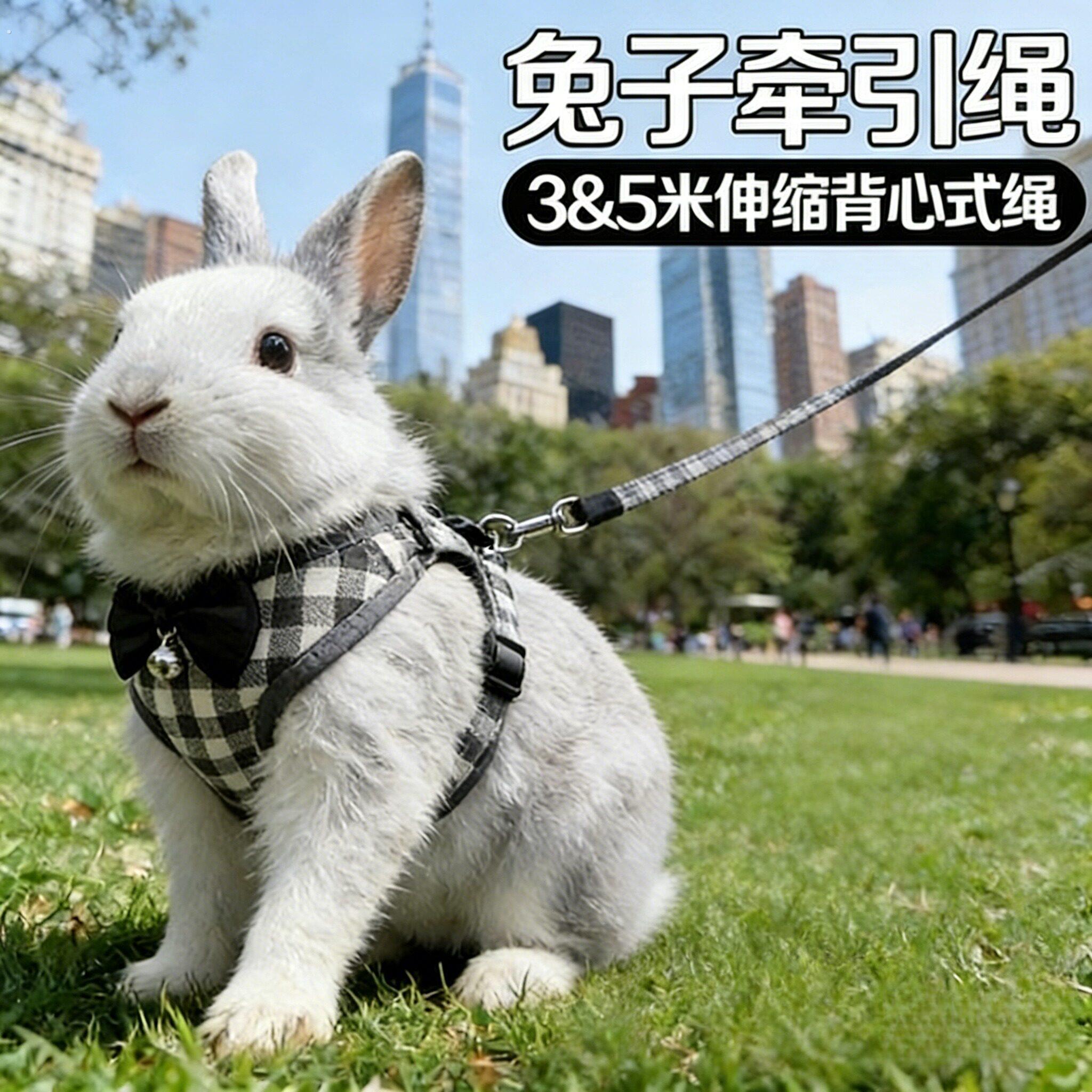 兔子衣服牵引绳外出专用溜兔兔防挣脱遛宠物兔神器可调节拴侏儒兔