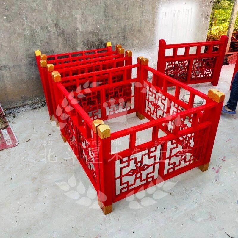 新中式婚礼实木制围栏梯台路引木质婚庆道具出场摆件婚庆用品舞台