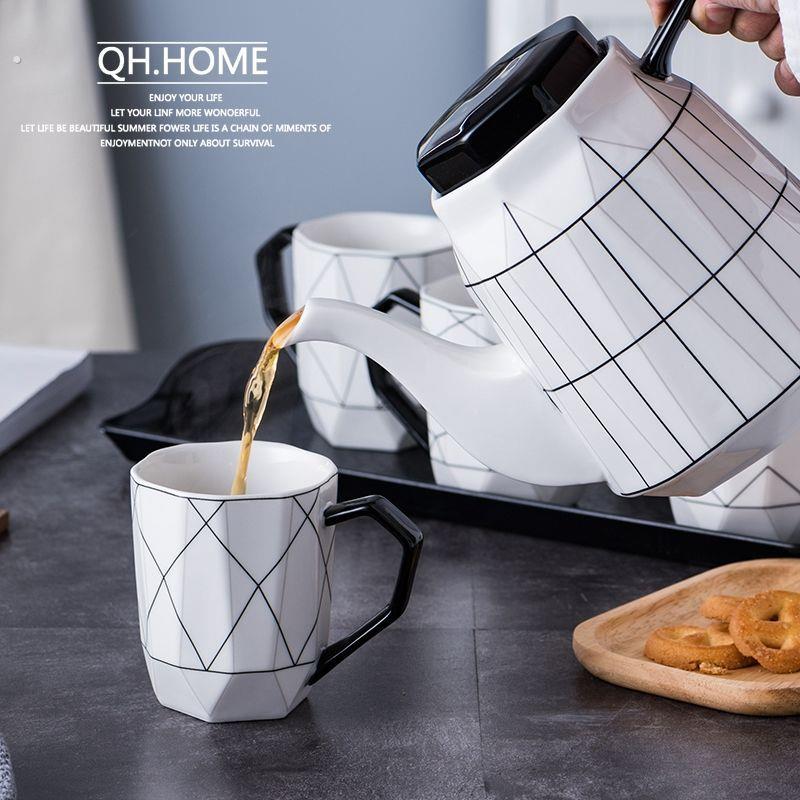 千汇居钻石陶瓷水具套装家用冷水壶组合客厅茶具耐热大号茶壶