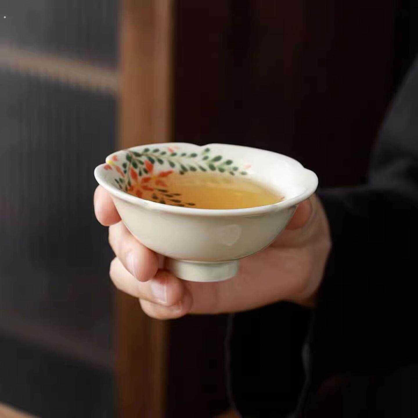 釉下彩手绘陶瓷茶杯功夫茶高端品茗杯个人单杯家用主人杯日式茶盏