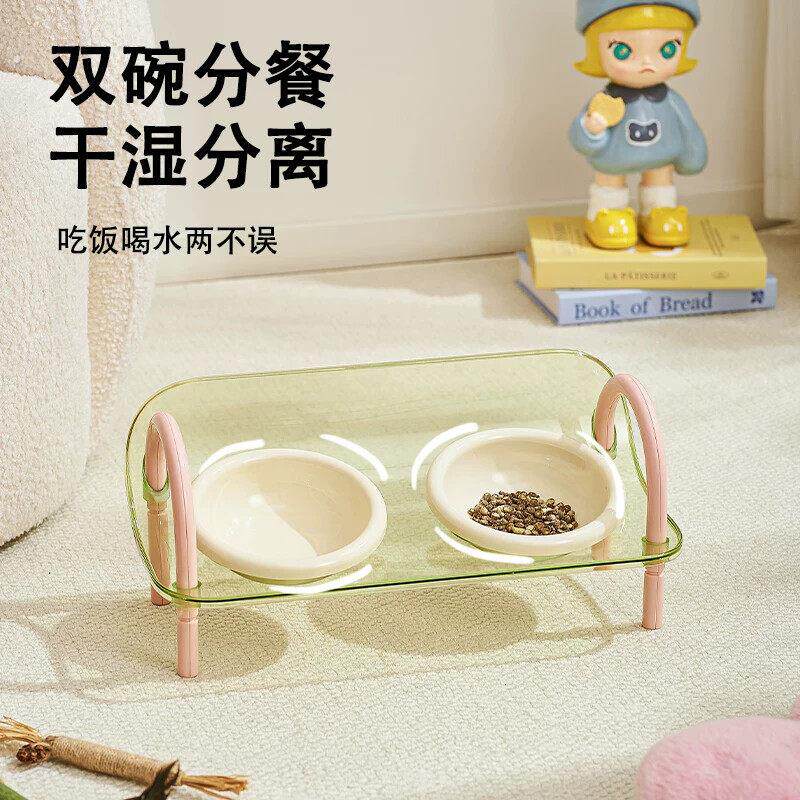 猫碗狗碗多猫宠物双碗食盆狗盆猫咪水碗防漏食可水洗碗保护颈椎