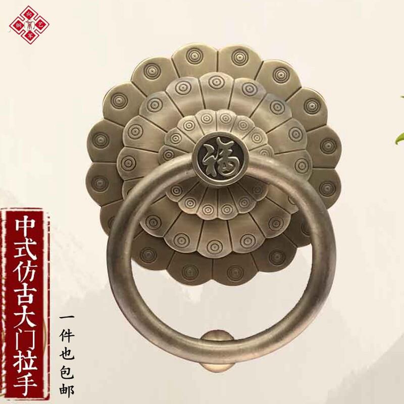 木门拉手青古铜中式大门拉手仿古铁门把手老式门门环实心拉环拉手