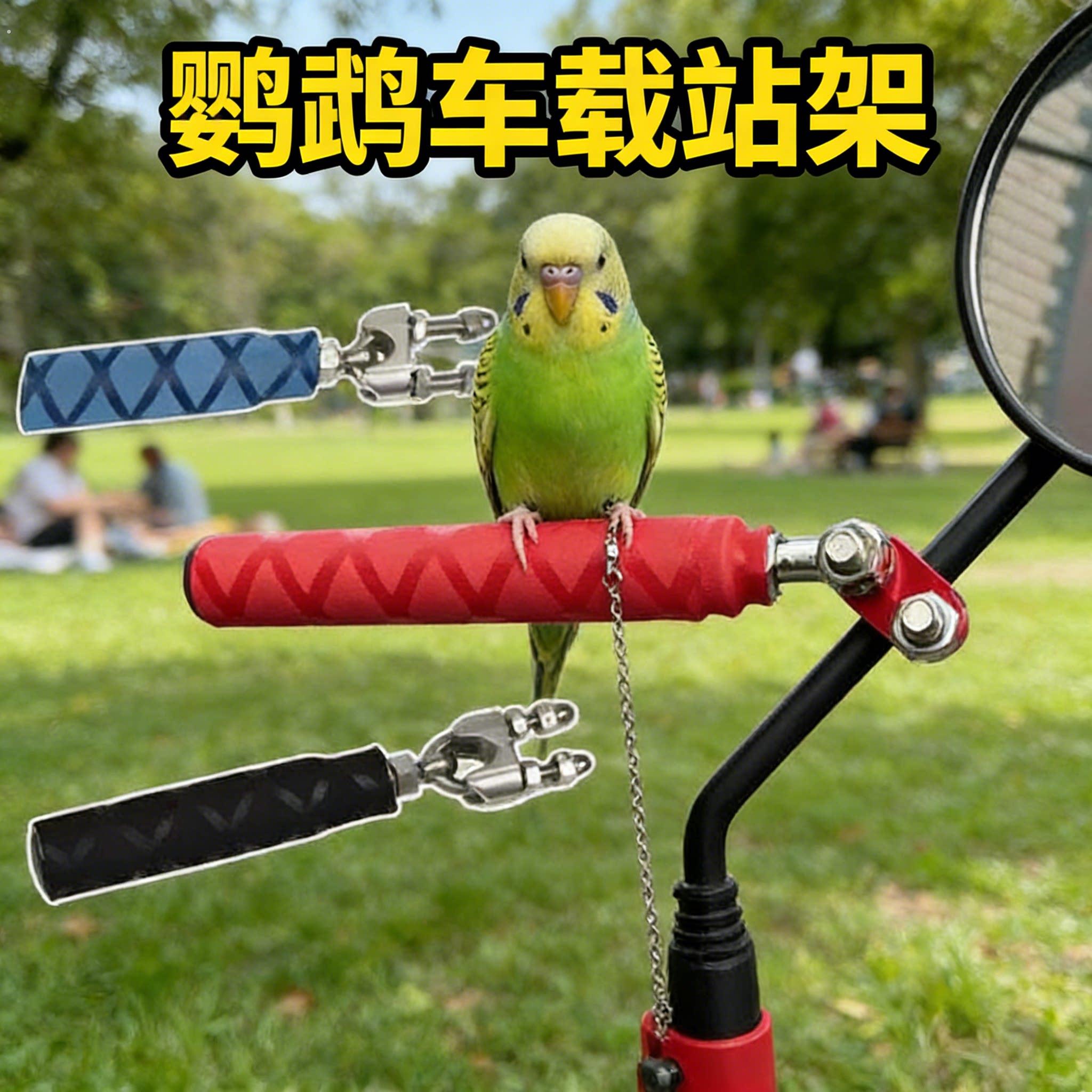 鹦鹉电动车站架玄风牡丹鸟外出遛鸟神器自行车摩托车扩展支架通用