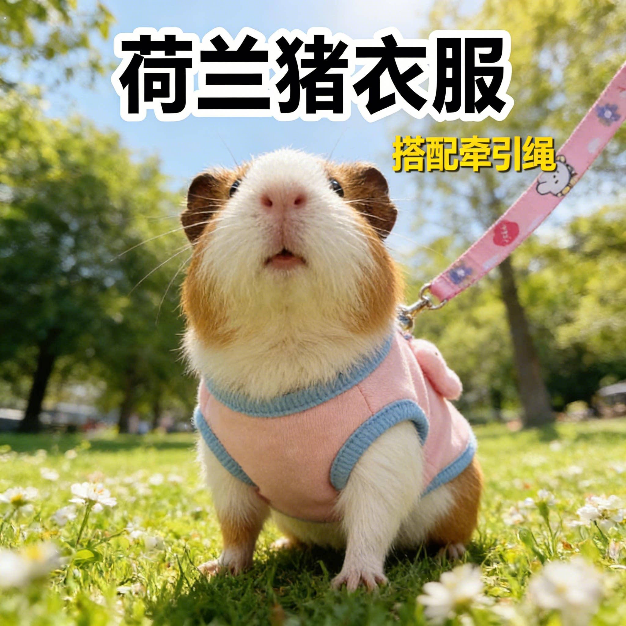荷兰猪衣服牵引绳专用夏季透气豚鼠可爱外出装扮小号宠物服饰用品