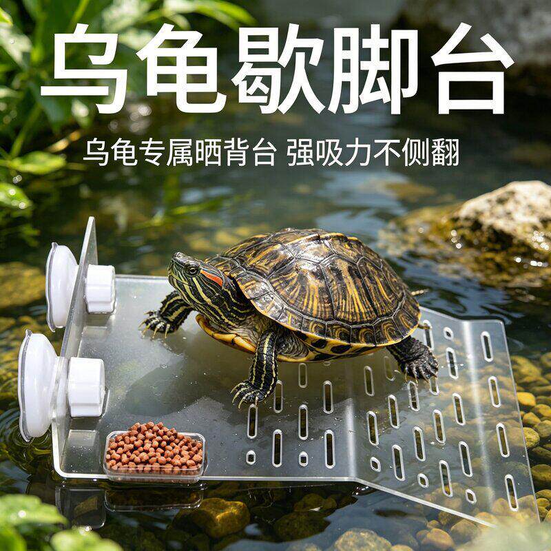 乌龟歇脚台晒背台亚克力吸盘休息台水龟深水浮岛爬台龟缸爬梯浮岛
