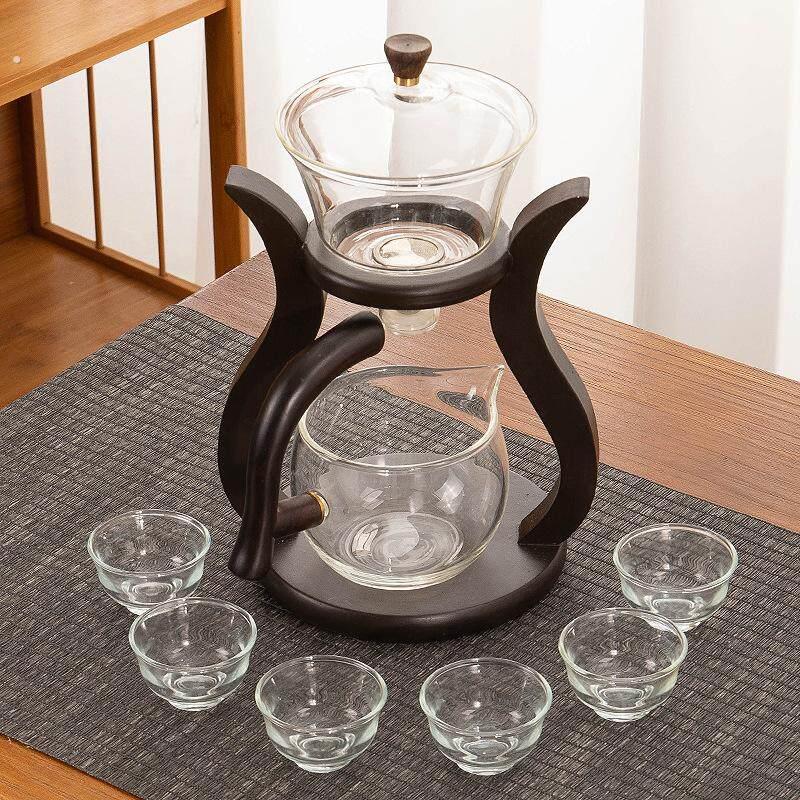 中式玻璃煮茶器防烫加厚创意实木宫灯磁吸式茶具复古茶壶泡茶器