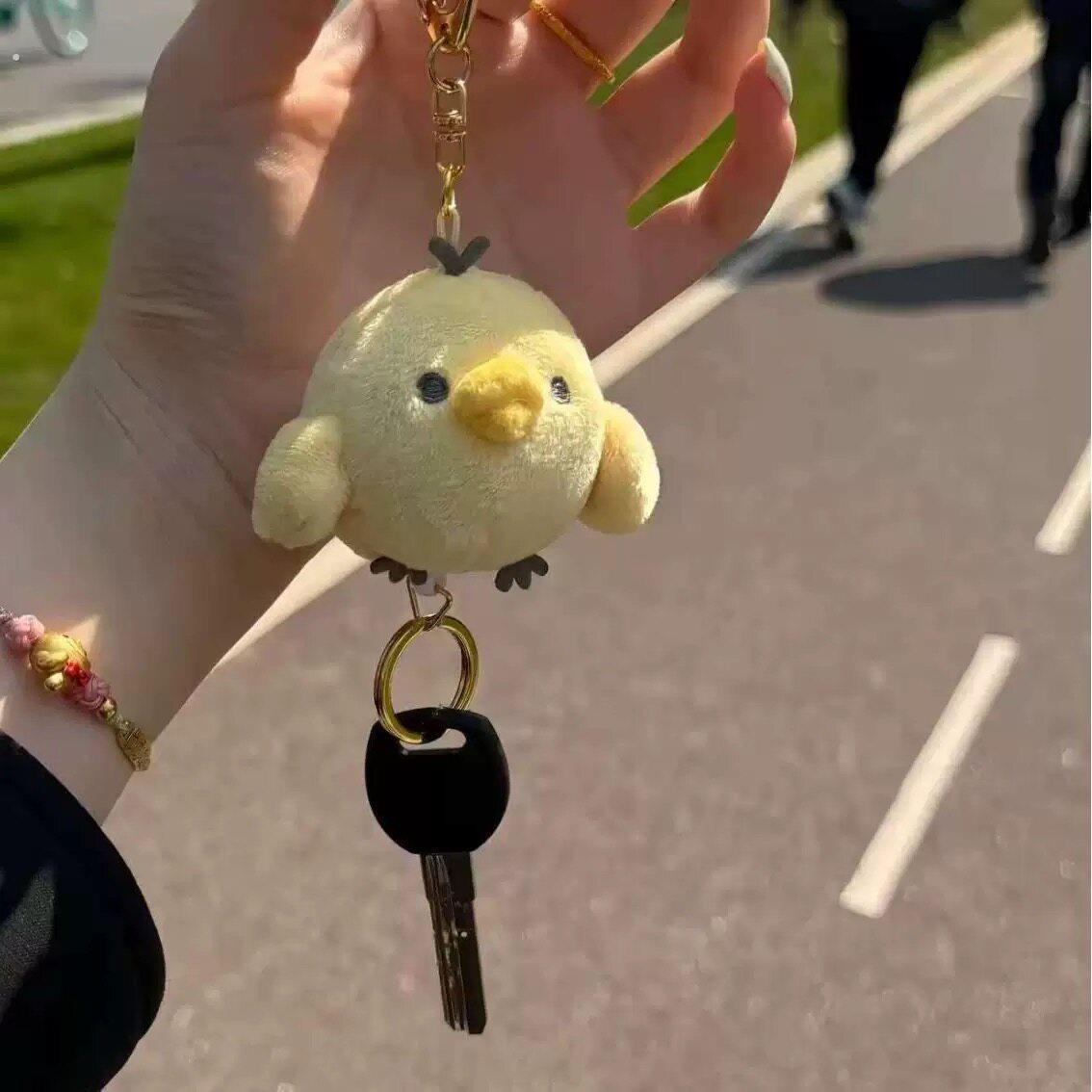 鼻孔鸡钥匙扣可爱呆萌小鸡伸缩钥匙扣挂件毛绒挂件解压女治愈挂饰