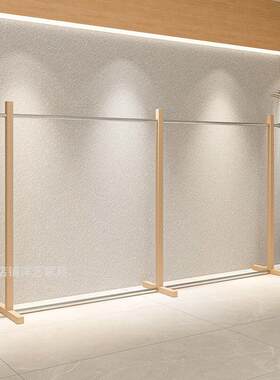 服装店展示架不锈钢彷原木色落地陈列架女装买手店古风中岛挂衣架