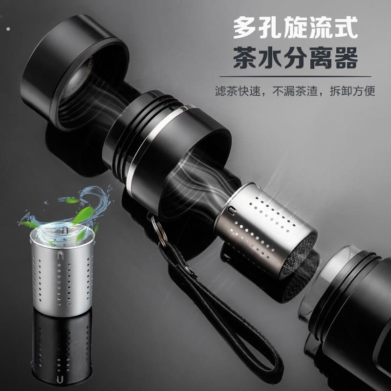 茶水分离玻璃杯透明高端商务水杯子办公茶水杯简约泡茶杯
