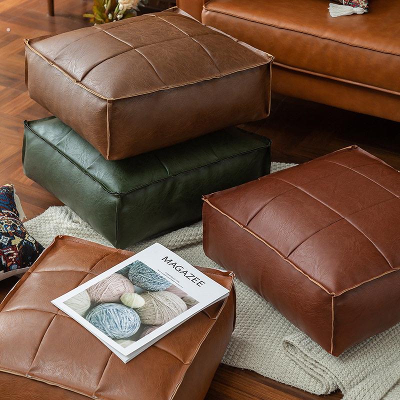 轻奢皮墩子软凳子氛围蒲团皮坐垫旧衣服收纳抱枕摩洛哥懒人皮革墩