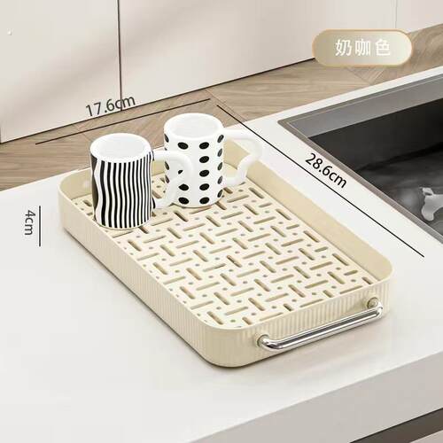 杯子置物架双层沥水杯架餐桌托盘家用茶杯架桌面放水杯收藏架