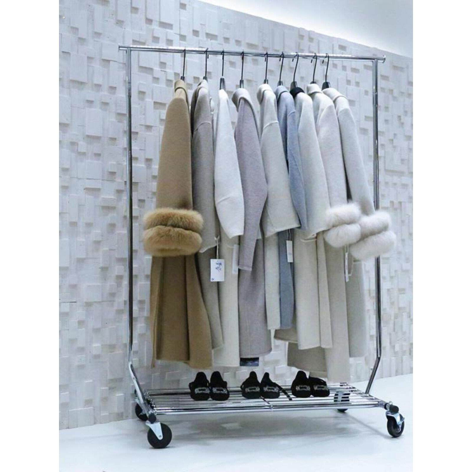 服装商店不锈钢移动折叠单杠地板架龙门大轮式晾衣架展览直播晾衣