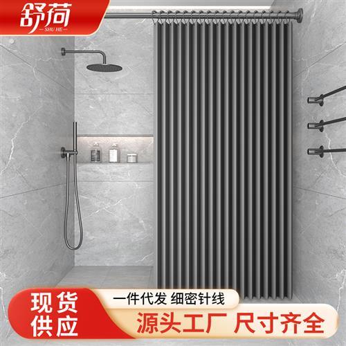 折叠布浴帘高温定型压褶帘防水防霉浴室隔断帘子遮光门帘源头直供