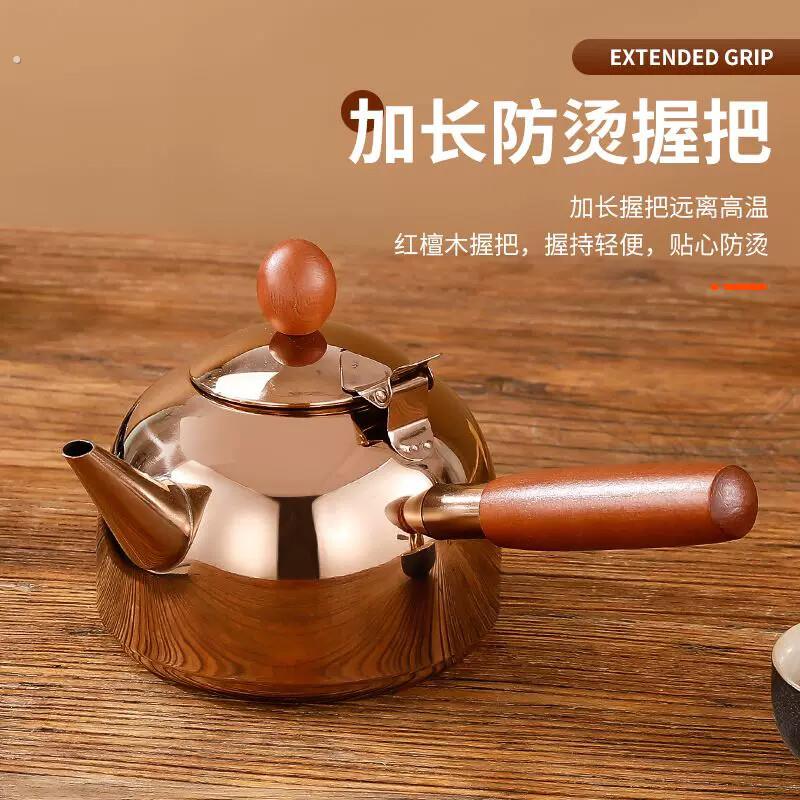 304不锈钢功夫茶烧水壶茶壶茶具侧把壶平底壶大容量家用户外用