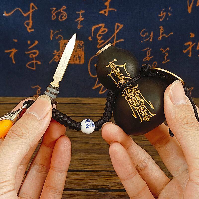 养剑葫芦成品文玩天然葫芦雷击木纹手把件摆件挂件小剑铜镶口