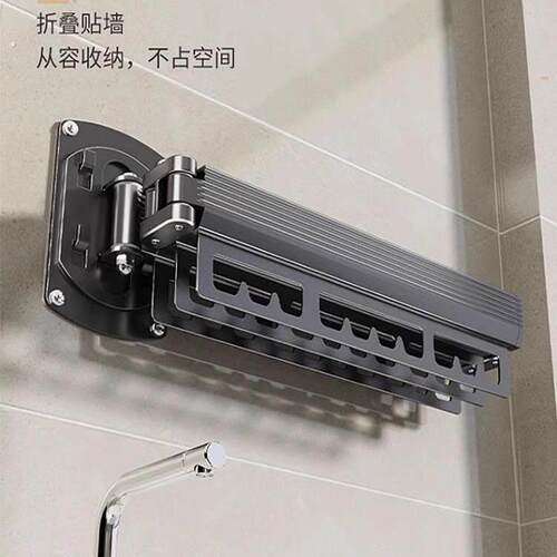 免打孔折叠晾衣架阳台家用壁挂隐形收缩晾衣杆伸缩神器晾晒隐型